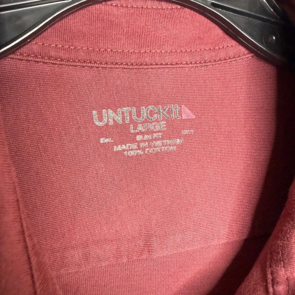 UNTUCKit Mens Slim Fit Long Sleeve Button Down Shirt Burgundy Maroon Cotton L